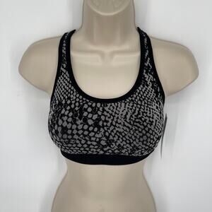 Spiritual Gangster Sports Bra NEW Sz XS/S Snakeskin Print Black Gray Racerback